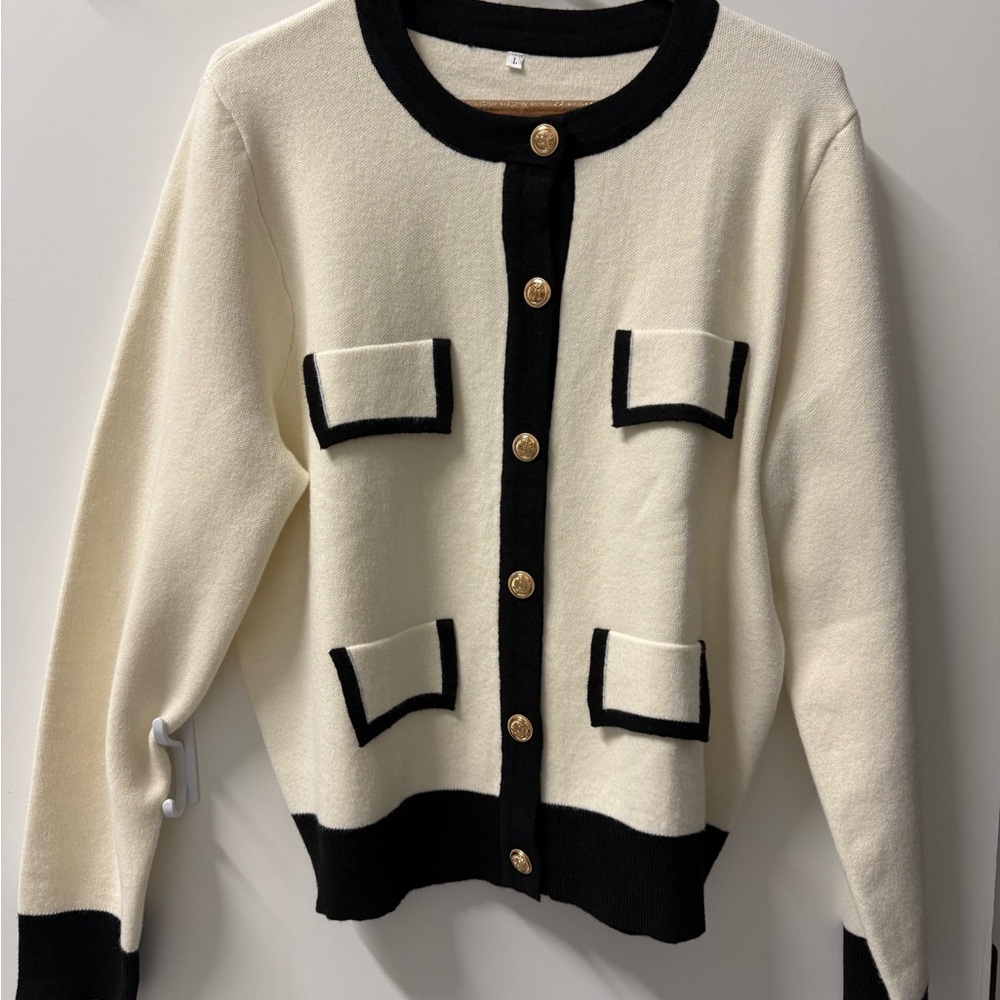 Private Label Cream and Black Cardigan